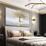 Cuadro Decogaleria Arbol Dorado Abstracto Moderno 140x70 Cm.