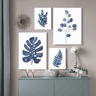 Foto 1 | Foto 1 | Set Cuadros Decorativos Plantas Azules Minimalistas Flores