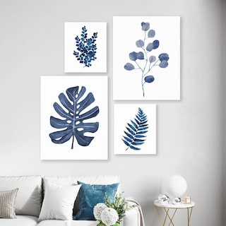 Foto 2 | Foto 2 | Set Cuadros Decorativos Plantas Azules Minimalistas Flores