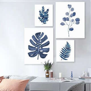 Foto 3 | Foto 3 | Set Cuadros Decorativos Plantas Azules Minimalistas Flores