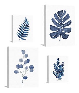 Foto 4 | Foto 4 | Set Cuadros Decorativos Plantas Azules Minimalistas Flores