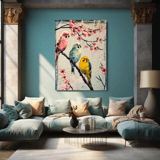 Foto 1 | Foto 1 | Cuadro Decorativo Pajaros De Colores Tipo Oleo Canvas 110x50