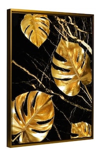 Foto 5 | Foto 5 | Cuadro Decorativo Para Habitación Hojas Doradas Fondo Negro