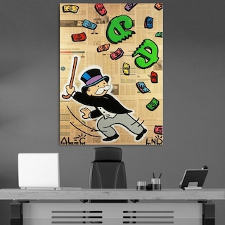 Foto 2 | Foto 2 | Cuadro Canvas Alec Monopoly Money Graffiti Dollars Grande