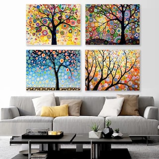 Foto 1 | Foto 1 | Cuadro Canvas Grande Arbol Acuarela Abstracto Colores Moderno Estilo Galeria No Sintetico Tintas Eco