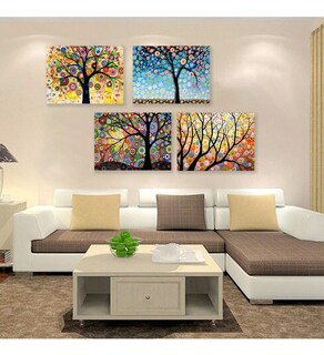 Foto 3 | Foto 3 | Cuadro Canvas Grande Arbol Acuarela Abstracto Colores Moderno Estilo Galeria No Sintetico Tintas Eco