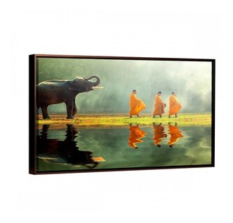 Foto 5 | Foto 5 | Cuadro Elefante Paisaje Y Monjes Budismo En Lienzo Canvas Color Multicolor Armazón Bastidor De Madera