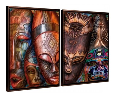 Foto 4 | Foto 4 | Tríptico Cuadros Etnico Tribal Mascaras Africanas En Canvas
