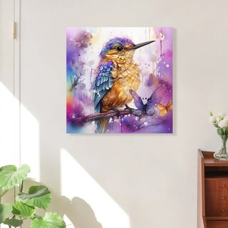 Foto 2 | Foto 2 | Cuadro Canvas Colibrí Floral Mariposa 55x55 Cm.
