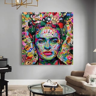 Foto 2 | Foto 2 | Cuadro Frida Kahlo Graffiti Canvas Grueso 90x80cm Premium Hd