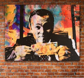 Foto 2 | Foto 2 | Cuadro Abstracto Wolf Of Wall Street Money En Lienzo Canvas Estilo Galeria