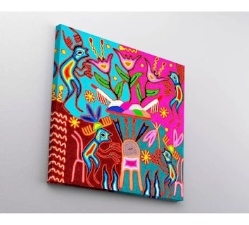 Foto 4 | Foto 4 | 3 Cuadros Arte Huichol Mexicano En Lienzo Canvas Decorativo