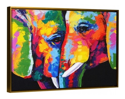 Foto 3 | Foto 3 | Cuadro Elefantes En Lienzo Canvas Colores Moderno Tipo Oleo