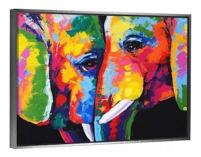 Foto 4 | Foto 4 | Cuadro Elefantes En Lienzo Canvas Colores Moderno Tipo Oleo