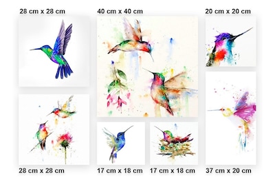 Foto 4 | Foto 4 | Set 7 Cuadros Decorativos Colibríes Acuarela 4k, Sala Recama