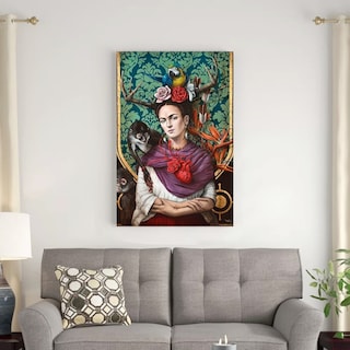 Foto 2 | Foto 2 | Cuadro Canvas Frida Kahlo Arte Mexicano Moderno Eco Friendly Color Verdes Armazón Bastidor