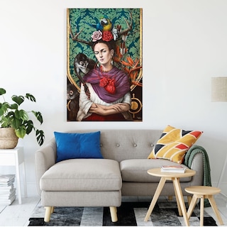 Foto 4 | Foto 4 | Cuadro Canvas Frida Kahlo Arte Mexicano Moderno Eco Friendly Color Verdes Armazón Bastidor