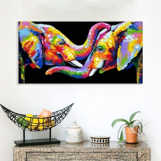 Foto 3 | Foto 3 | Cuadro Elefantes En Lienzo Canvas Colores Moderno Tipo Oleo