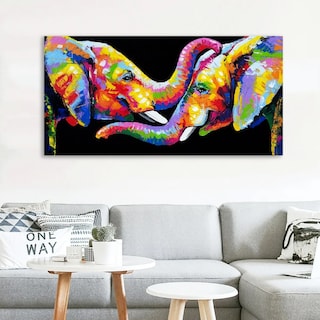 Foto 4 | Foto 4 | Cuadro Elefantes En Lienzo Canvas Colores Moderno Tipo Oleo