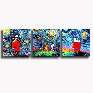 Foto 2 | Foto 2 | Cuadros Canvas Snoopy Charlie Brown Noche Estrellada Set 3