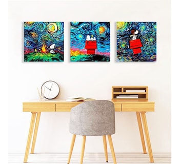 Foto 4 | Foto 4 | Cuadros Canvas Snoopy Charlie Brown Noche Estrellada Set 3