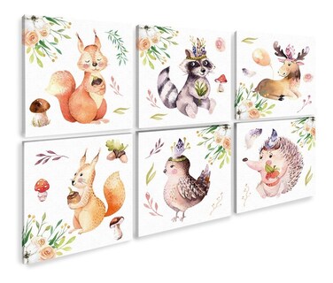 Foto 1 | Foto 1 | Set 6 Cuadros Tela Canvas Cuarto Bebé Animales Envio Gratis