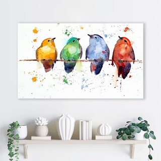 Foto 3 | Foto 3 | Cuadro Canvas Pájaros Acuarela Colores Montado En Bastidor
