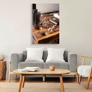 Foto 4 | Foto 4 | Cuadro Tijeras Barberia Vintage Canvas Grueso 95x140cm Grand