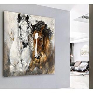 Foto 1 | Foto 1 | Cuadro Pintura Caballos Moderno Estilo Oleo En Canvas