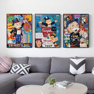 Foto 3 | Foto 3 | Cuadros Alec Monopoly Money Basquiat Pop Street Art Neon