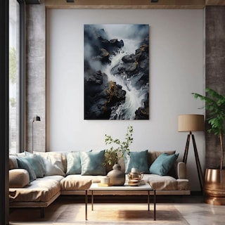 Foto 4 | Foto 4 | Cuadro Paisaje Con Río Montañas Moderno Abstracto 100x70 Hd