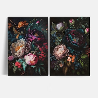 Foto 3 | Foto 3 | Set Cuadros Canvas Flores Vintage Oscuro Botanico Floral