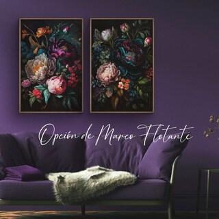 Foto 5 | Foto 5 | Set Cuadros Canvas Flores Vintage Oscuro Botanico Floral