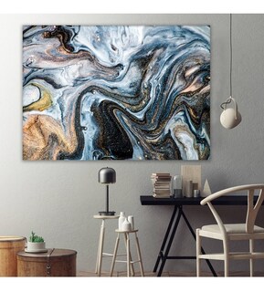 Foto 3 | Foto 3 | Cuadro Abstracto Decorativo Mármol Azul Lienzo Canvas No Sintetico  Moderno Estilo Galeria Opcion De Enmarcado