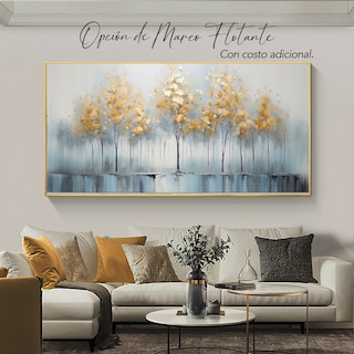 Foto 4 | Foto 4 | Cuadro Decogaleria Arbol Dorado Abstracto Moderno 140x70 Cm.