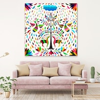 Cuadro Arte Mexicano Arbol De La Vida Colores Otomi Canvas