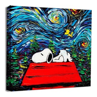 Foto 1 | Foto 1 | Cuadro Canvas Algodón Snoopy Charlie Brown Noche Estrellada