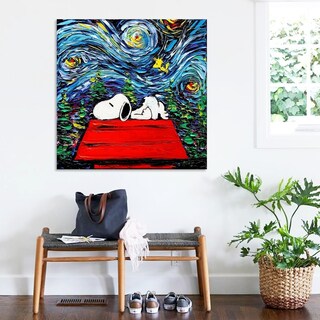 Foto 3 | Foto 3 | Cuadro Canvas Algodón Snoopy Charlie Brown Noche Estrellada