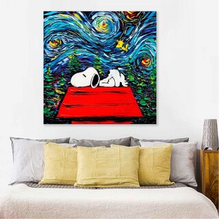 Foto 5 | Foto 5 | Cuadro Canvas Algodón Snoopy Charlie Brown Noche Estrellada