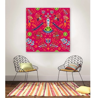 Foto 2 | Foto 2 | Cuadro Arte Mexicano Otomi Huichol En Lienzo Canvas Decor Color Rosa Mexicano