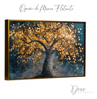 Foto 4 | Foto 4 | Cuadro Árbol Dorado Flores Blancas Hd Canvas Grueso 110x70cm