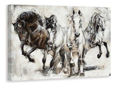 Foto 1 | Foto 1 | Cuadro Caballos Corriendo Moderno En Canvas Alta Calidad Hd Color Wild Armazón Bastidor