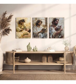 Foto 1 | Foto 1 | Cuadros Jesús Ayudando Arte Cristiano Religioso En Canvas Armazón Bastidor De Madera