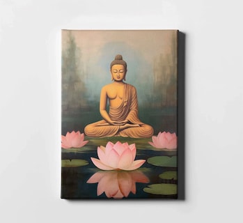 Foto 4 | Foto 4 | Cuadros Buda Vintage Yoga Loto Zen En Marco Lienzo Canvas