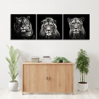 Foto 2 | Foto 2 | Set De 3 Cuadros Decorativos Modernos Leones Blanco Y Negro