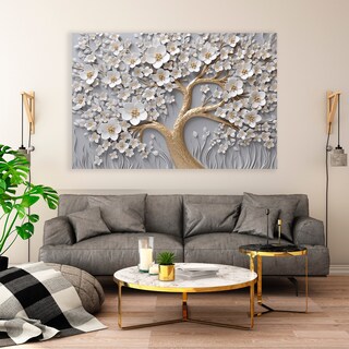 Foto 1 | Foto 1 | Cuadro Arbol Flores Canvas Artistico Sala Elegante 60x90 Hd