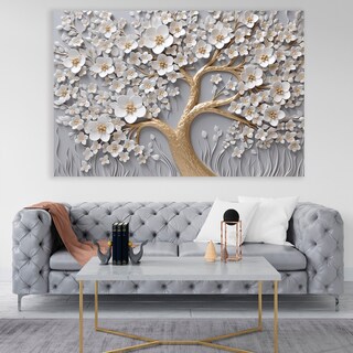 Foto 3 | Foto 3 | Cuadro Arbol Flores Canvas Artistico Sala Elegante 60x90 Hd