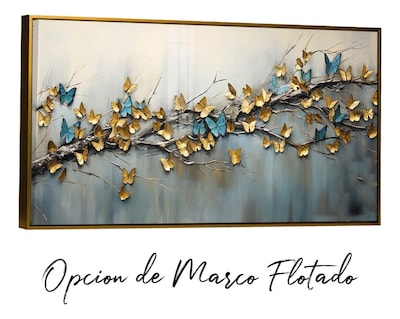 Foto 2 | Foto 2 | Cuadros Flores Elegantes Para Sala Canvas Listo Para Colgar Color Mariposas Monarca Armazón Bastidor De Madera