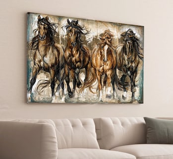 Foto 1 | Foto 1 | Cuadros De Caballos Elegantes En Canvas Grueso Galería Color Galopando Armazón Bastidor