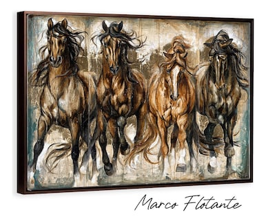 Foto 2 | Foto 2 | Cuadros De Caballos Elegantes En Canvas Grueso Galería Color Galopando Armazón Bastidor